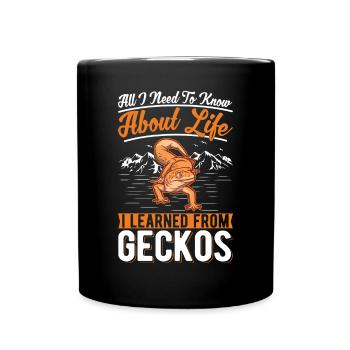 Gecko Geschenk Leopardgecko - Tasse einfarbig - Schwarz - Vorne