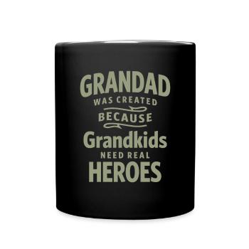 Grand-père - De vrais héros pour les petits-enfants - Fête des pères - Mug uni - noir - Devant