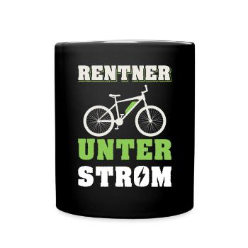 Rentner unter Strom / Fahrrad, E-Bike, Ruhestand - Tasse einfarbig - Schwarz - Vorne