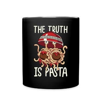 Fliegendes Spaghettimonster FSM Pastafarian - Tasse einfarbig - Schwarz - Vorne