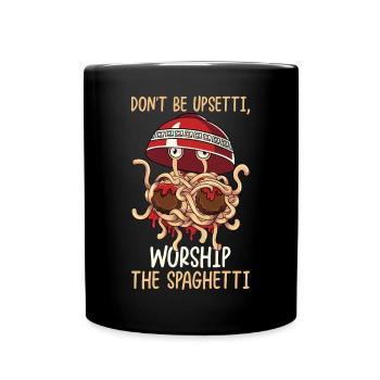Fliegendes Spaghettimonster FSM - Tasse einfarbig - Schwarz - Vorne