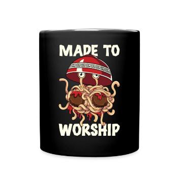 Flying Spaghetti Monster FSM Pastafarian - Full Colour Mug - black - Front