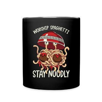 Fliegendes Spaghettimonster FSM - Tasse einfarbig - Schwarz - Vorne