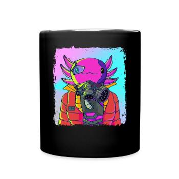 Cyber Vaporwave Esthétique Futuriste Axolotl - Mug uni - noir - Devant