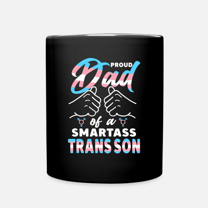 Mens Awesome Proud Trans Dad Pride LGBT Awareness - Full Colour Mug - black