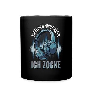Kann Dich Nicht Hören Ich Zocke - Gaming Headset - Tasse einfarbig - Schwarz - Vorne