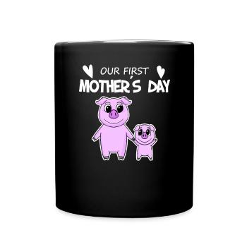 Muttertag - erster Muttertag Geschenk - Tasse einfarbig - Schwarz - Vorne