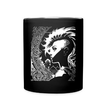 Fantasy Post Punk Celtic Tribal Art Batcave Girl - Mug uni - noir - Devant