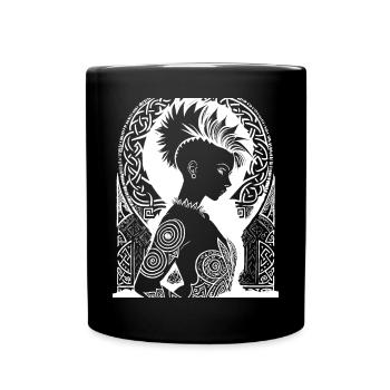 Fantasy Post Punk Celtic Tribal Art Batcave Girl - Full Colour Mug - black - Front