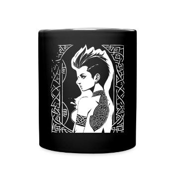 Fantasy Post Punk Celtic Tribal Batcave Mohawk Gi - Full Colour Mug - black - Front