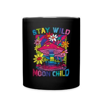 Stay Wild Moon Child Hippie Mushroom - Tasse einfarbig - Schwarz - Vorne
