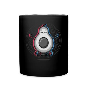 Namaste Fruit Mandala Lotus Meditation Avocado - Full Colour Mug - black - Front