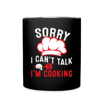 Désolé, je ne peux pas parler, je cuisine un chapeau de chef cuisinier Resta - Mug uni - noir - Devant