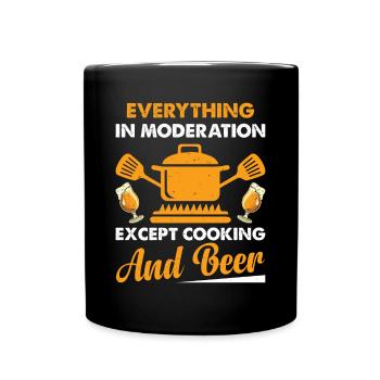 Tout avec modération sauf la cuisine et la bière m - Mug uni - noir - Devant