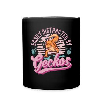 Easily distracted by Geckos Leopardgecko - Tasse einfarbig - Schwarz - Vorne