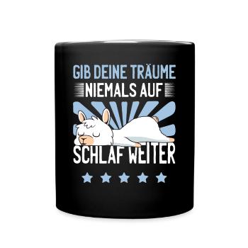 Süße Sprüche Lama Chillen Relaxen Schlaf Weiter - Tasse einfarbig - Schwarz - Vorne