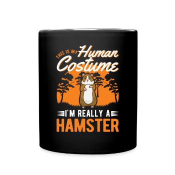 Hamster Kostüm Hamsterrad Goldhamster - Tasse einfarbig - Schwarz - Vorne