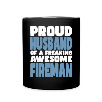 Proud wife of a damn good firefighter - Full Colour Mug - black - Front