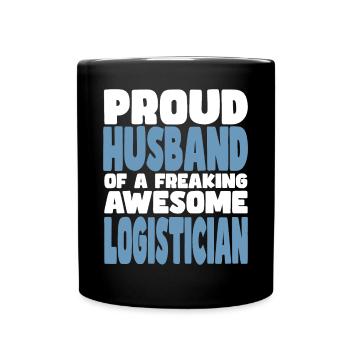 Fière épouse d’un sacré bon logisticien - Mug uni - noir - Devant