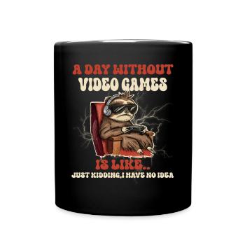 Gamer Gaming Faultier Lustig - Tasse einfarbig - Schwarz - Vorne