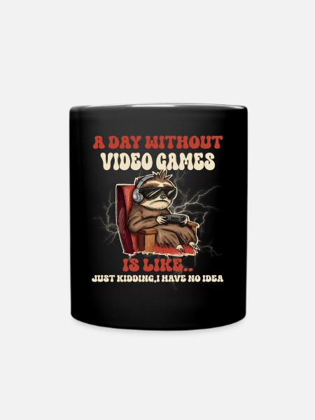 Gamer Gaming Faultier Lustig - Tasse einfarbig - Schwarz