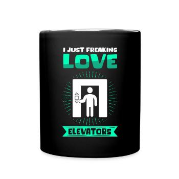 Fahrstuhl Aufzug Aufzugsmechaniker Geschenk - Tasse einfarbig - Schwarz - Vorne