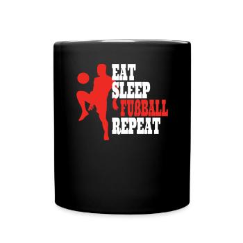 Fußballzubehör Geschenkidee Fußballfan - Tasse einfarbig - Schwarz - Vorne