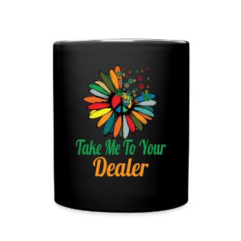 Hippie Peace Zeichen Frieden Blumen Blumenkind - Tasse einfarbig - Schwarz - Vorne