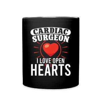 Cardiac Surgeon Love Open Hearts Cardiac Surgery Surgeon - Full Colour Mug - black - Front