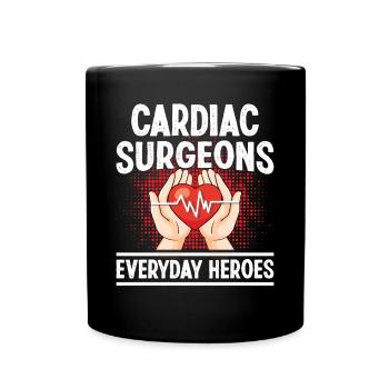 Cardiac Surgeon Everyday Heroes Cardiac Surgery Surgeon - Full Colour Mug - black - Front