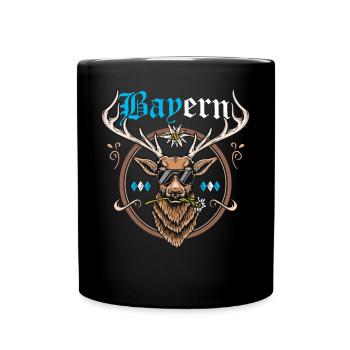 Bayern T-Shirt bayrisch Trachtenshirt Bayern Shirt - Tasse einfarbig - Schwarz - Vorne