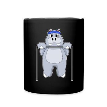 Hippopotamus Bodybuilders Pull-ups Bodybuilding - Full Colour Mug - black - Front