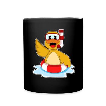 Duck Swimming Swim Ring Summer - Full Colour Mug - black - Front