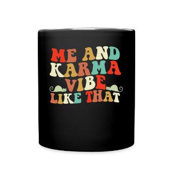 Ich und Karma -Atmobe wie diese Katzen Retro Karma - Tasse einfarbig - Schwarz - Vorne