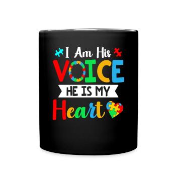 I'm his voice Mom Dad - Tasse einfarbig - Schwarz - Vorne