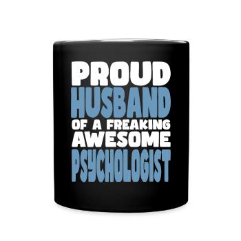 Fière épouse d’un sacré bon psychologue - Mug uni - noir - Devant
