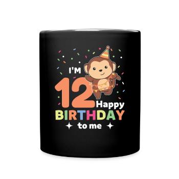 Monkey for the 12th birthday for children twelve years old - Full Colour Mug - black - Front