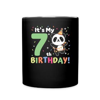 Panda for 7th birthday children seven years old - Full Colour Mug - black - Front