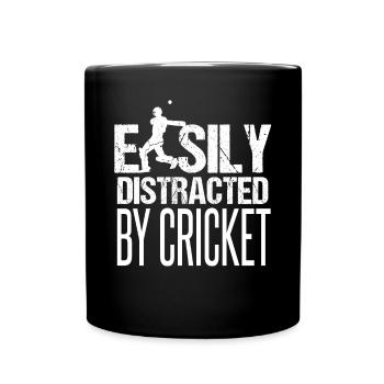 Facilement distrait par le cricket - Mug uni - noir - Devant