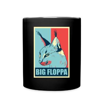 Big Floppa Karakal Katze Meme Retro - Tasse einfarbig - Schwarz - Vorne
