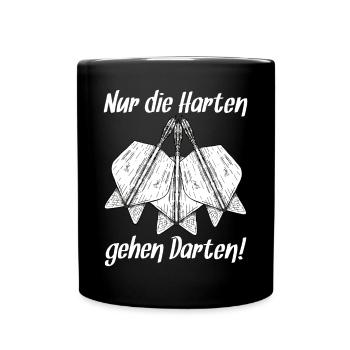 Lustige Dart Sprüche Die Harten Gehen Darten Darts - Tasse einfarbig - Schwarz - Vorne