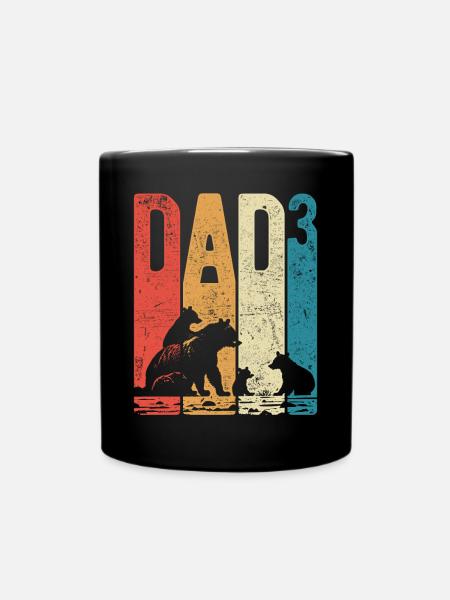 Dad Hoch 3 Papa Hoch 3 Kinder Bär Dreifacher Papa - Tasse einfarbig - Schwarz
