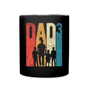 Papa jusqu’à 3 Papa Jusqu’à 3 Enfants Trois garçons Rétro - Mug uni - noir - Devant