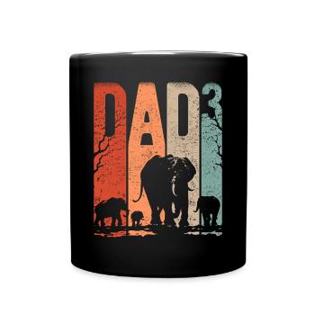 Papa jusqu’à 3 Papa Jusqu’à 3 Enfants Papa éléphant - Mug uni - noir - Devant