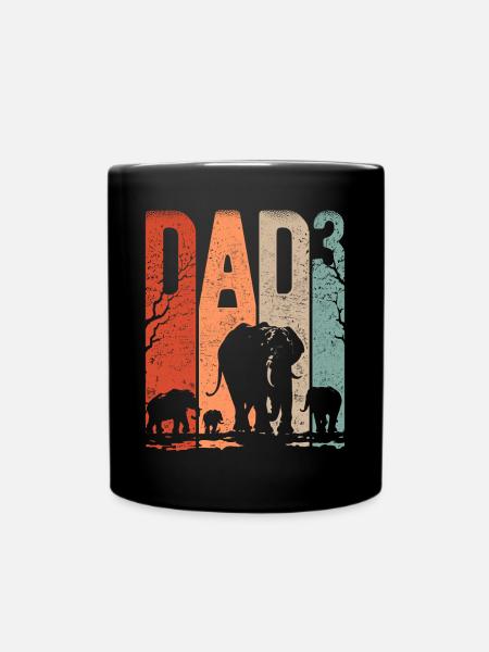 Dad Hoch 3 Papa Hoch 3 Kinder Papa Elefant - Tasse einfarbig - Schwarz