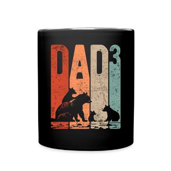Papa Up 3 Dad Up 3 Enfants Bear Triple Daddy - Mug uni - noir - Devant
