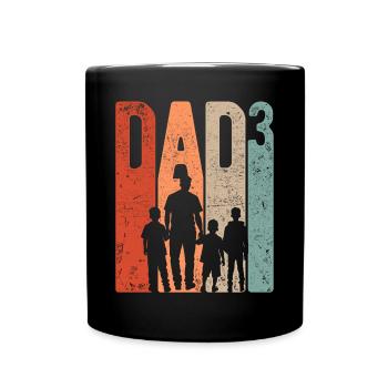 Papa jusqu’à 3 Papa Jusqu’à 3 Enfants Trois garçons Rétro - Mug uni - noir - Devant