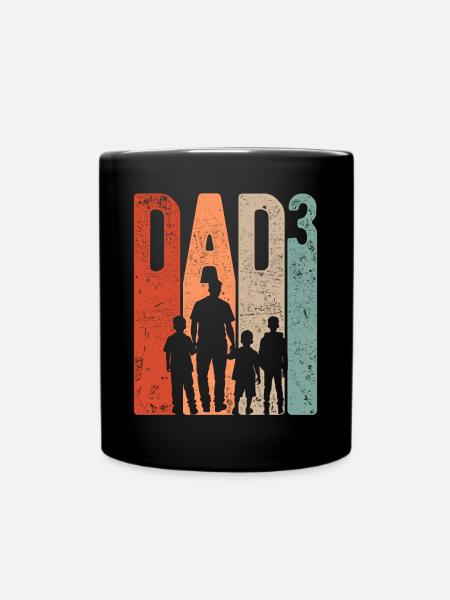 Dad Hoch 3 Papa Hoch 3 Kinder Drei Jungen Retro - Tasse einfarbig - Schwarz