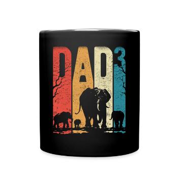 Papa jusqu’à 3 Papa Jusqu’à 3 Enfants Papa éléphant - Mug uni - noir - Devant