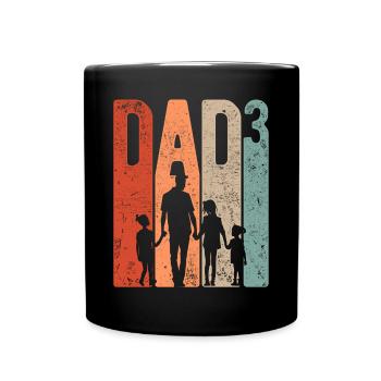 Papa Up 3 Papa Up 3 Enfants Trois Filles Rétro - Mug uni - noir - Devant